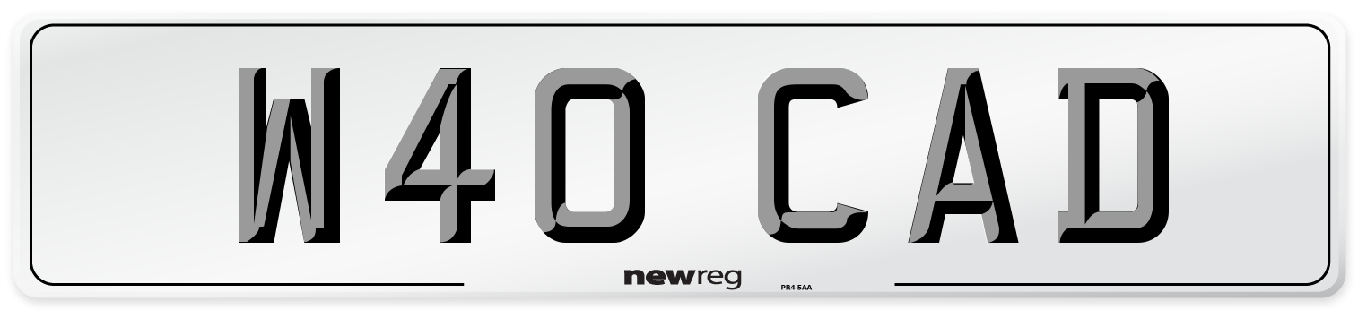 W40 CAD Number Plate from New Reg